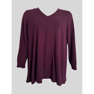 DKNY Jeans Soft Cozy Size XXL V Neck Sweater Purple Pullover Knit NWOT
